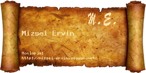 Mizsei Ervin névjegykártya