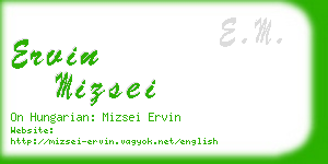 ervin mizsei business card